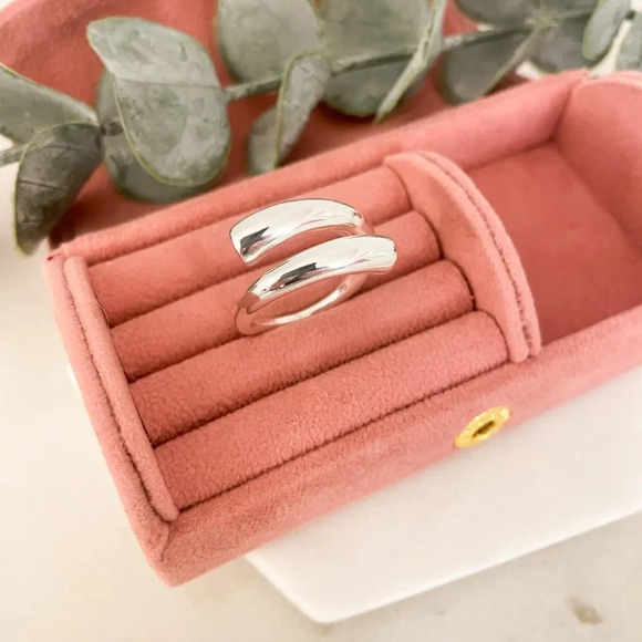 925 Sterling Silver Double Bar Ring Minimalist Chunky Bar Ring Wrap Ring - Picture 4 of 10